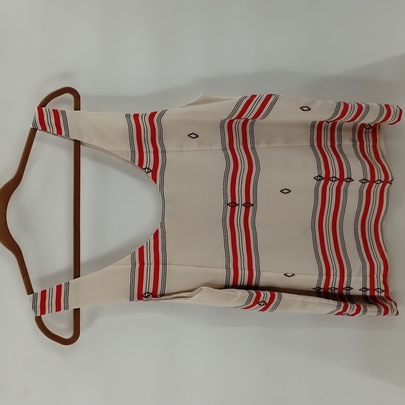 Joie silk tank tribal print size medium lined ivory white and red stripe - Picture 5 of 5